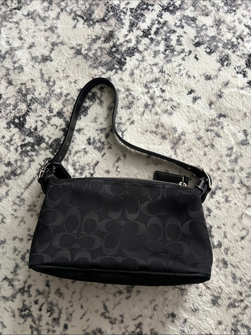 Coach Black Signature Jacquard Shoulder Pochette